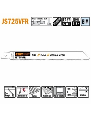 JS725VFR-20 Piła szablasta L  200I  180 H  19 K  1,27 TS  2,1-3,2