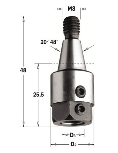 304.080.02 Uchwyt M8 20,48 D16 d 8 LH