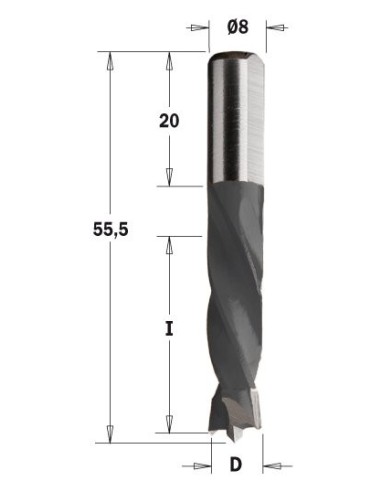 306.100.11 Wiertło NP HW D10 I30L55,5 S8x20 RH