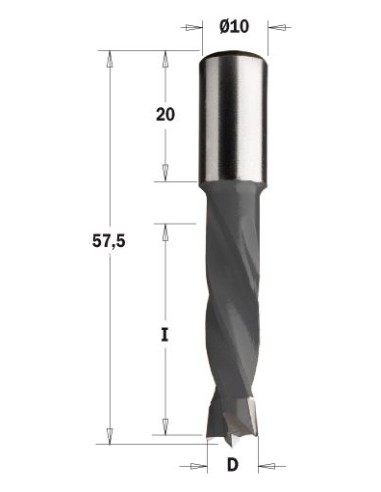 308.100.11 Wiertło HW NP D10I30 L57,5 S10x20 RH