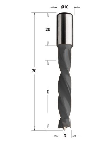309.075.11 Wiertło HW NP D7,5I43 L70 S10x20 RH