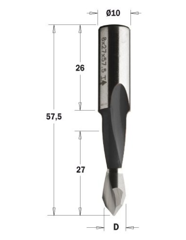 313.080.41 Wiertło P HW D8 I27 L57,5S10x26 RH  XTREME-HW