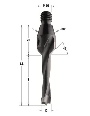 334.120.12 Wiertło NP gw-trzp.GZ HW D12I30 LB55 SM10/30o LH