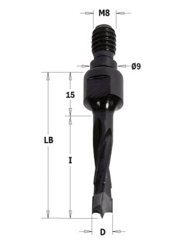 353.100.11 Wiertło NP gw-trzpien HW D10I40 LB55 SM8/9 RH