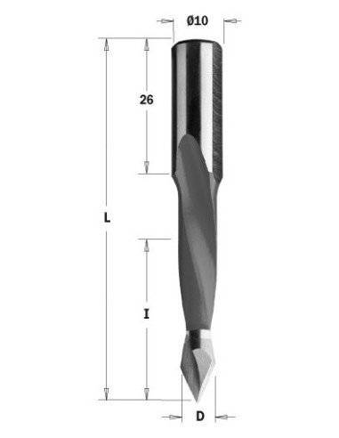 366.100.11 Wiertło P HM D10x77 RH