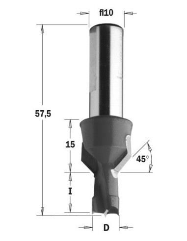 376.100.11 Wiertło z GZYMKĄ NP HW D10I12 L57,5 S10 RH