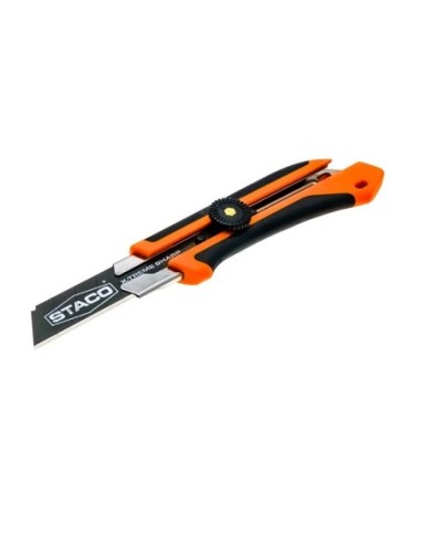 46055.STACO Nóż wysuwany 25mm Heavy Dutyblokada ręczna, czarne ostrze X-treme, rączka SoftGrip