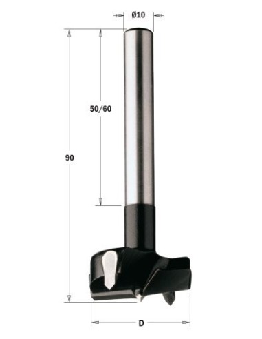 512.400.11 Wiertło Puszkowe HW RHD40 L90 S10x60 (uchwyt cylindryczny)