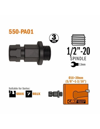 550-PA1 Adaptor 1/2" do otwornic do 30 mm 3 szt.