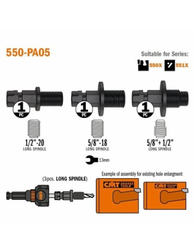 550-PA05 Zestaw adaptorów do otowornic starego typu