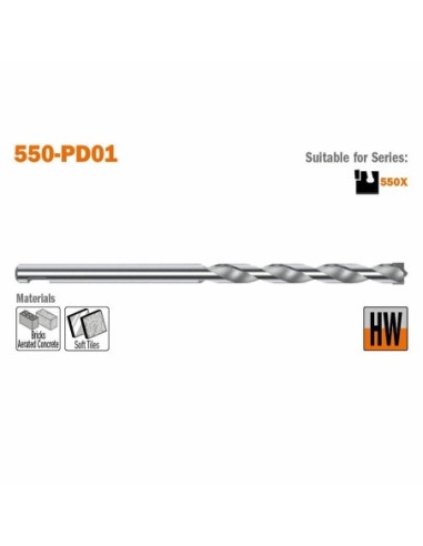 550-PD01 Wiertło HM D7 L125 mm Cegła, Beton,